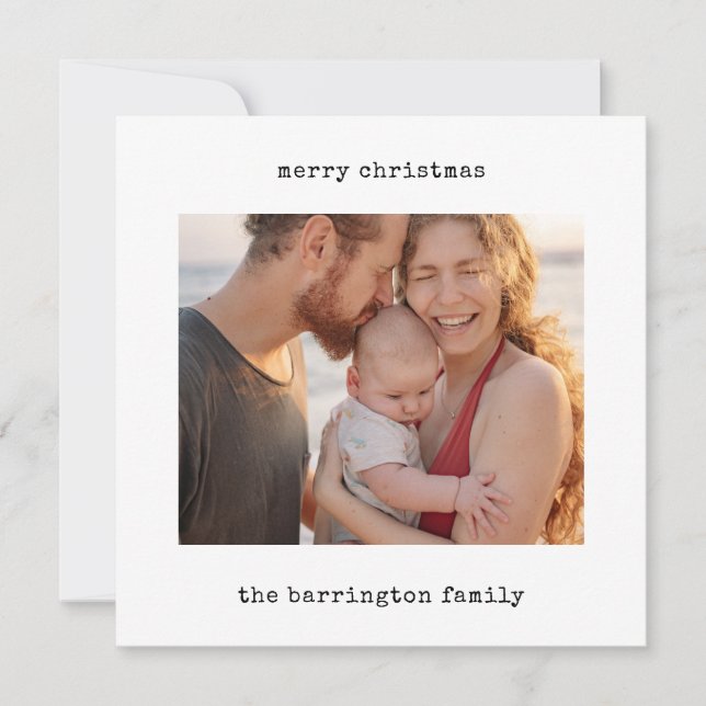 Carte de vacances photo de machine à écrire minima (Devant)