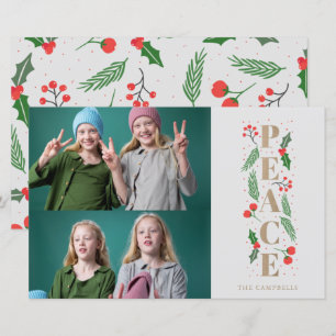 Carte de vacances photo de Noël avec baie de houx 