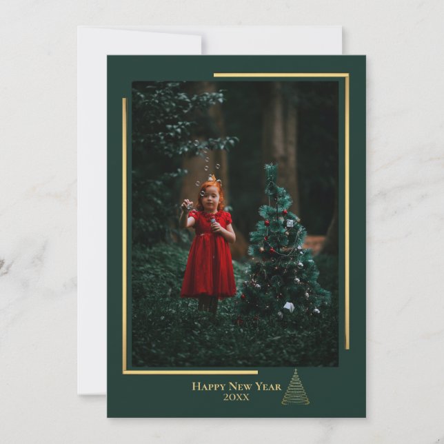 Carte de vacances photo de Noël avec cadre d'or si (Devant)