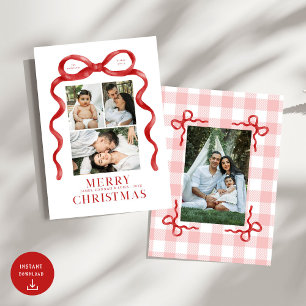 Carte de vacances photo de Noël de la Bow rouge mo