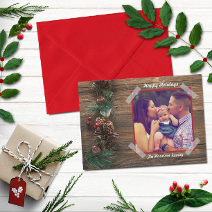 Carte de vacances photo de Noël rustique