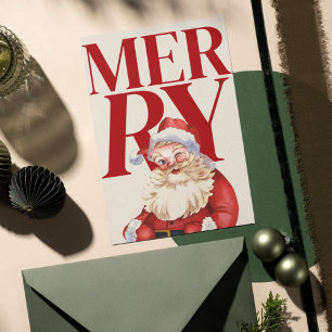 Carte de vacances photo de Père Noël en typographi