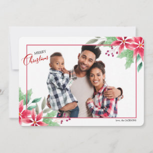 Carte de vacances photo des coins de Poinsettia