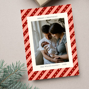 Carte de vacances photo étoile rayée rouge festive