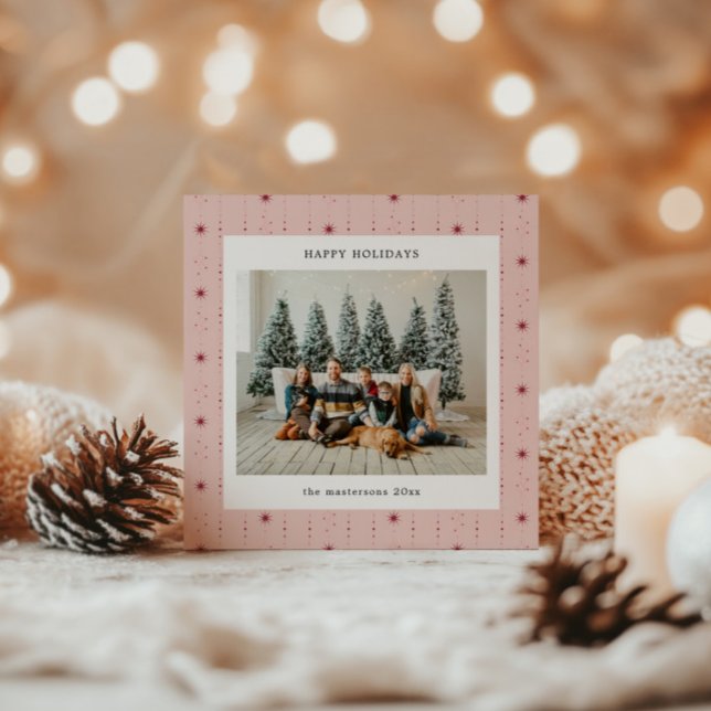 Carte de vacances photo fond d'étoiles rouges et r (Créateur téléchargé)