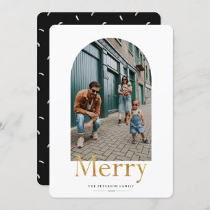 Carte de vacances photo Gold Merry Arch Frame