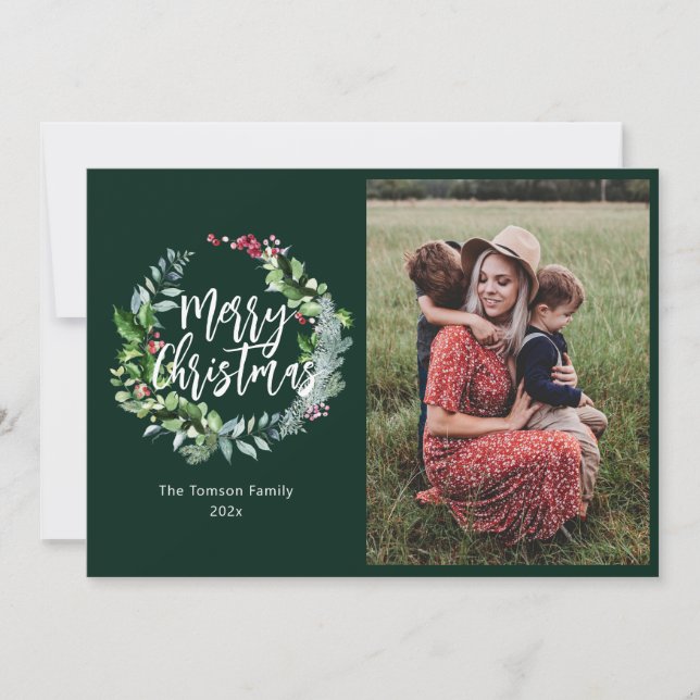 carte de vacances photo hiver verdure (Devant)