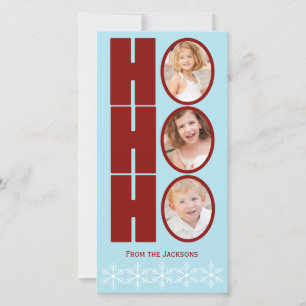 Carte de vacances photo HO HO bleu et rouge