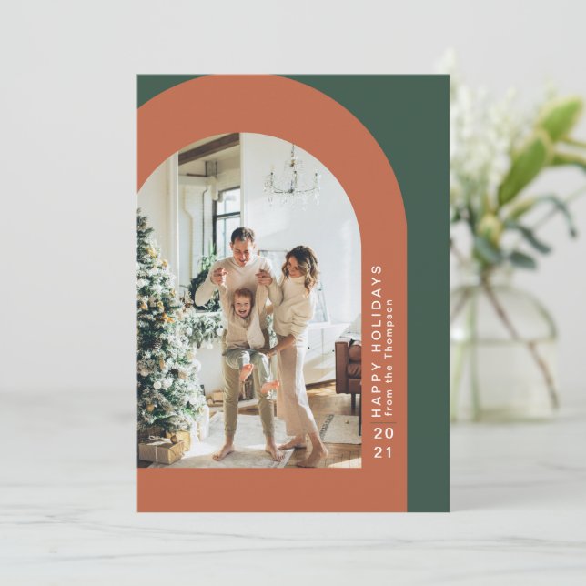 Carte de vacances photo Joyeux Noël Arche moderne (Debout devant)