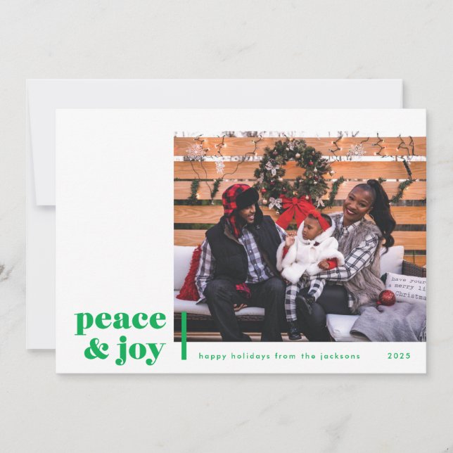Carte de vacances photo moderne Peace and Joy Corn (Devant)