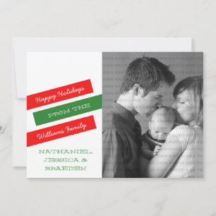 Carte de vacances photo moderne Slant (Rouge/Vert)