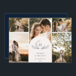 Carte de vacances photo Monogramme 5<br><div class="desc">Couronne de monogramme botanique verte bio,  5 cartes de vacances photo.</div>