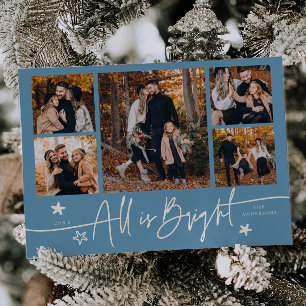 Carte de vacances photo multi bleu denim Tout est