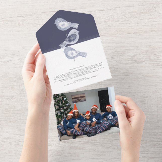 Carte de vacances photo Nordique Christmas Blue Bi (Déchirure)