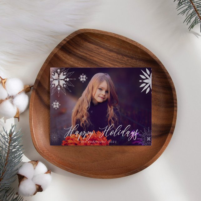 Carte de vacances photo Paillette Flocon de Neige  (Créateur téléchargé)