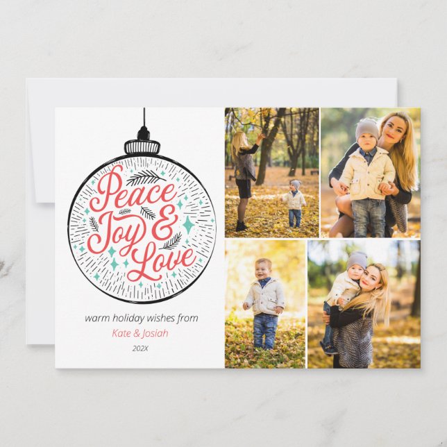 Carte de vacances photo Peace, Joy & Love (Devant)