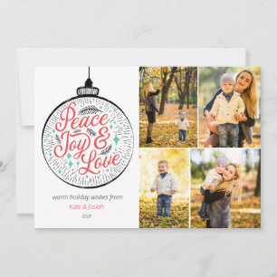 Carte de vacances photo Peace, Joy & Love