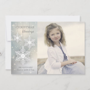 Carte de vacances photo pendentif flocon de neige