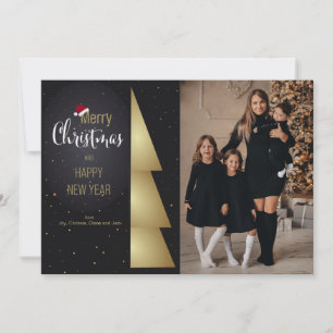 Carte de vacances photo père Noël Casquette Sentim