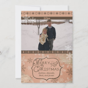 Carte de vacances photo Pink and Brown Snowflakes