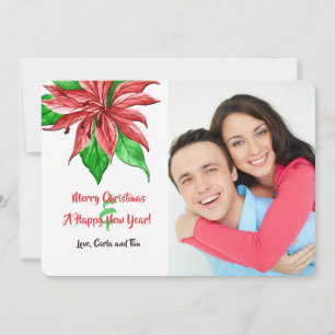 Carte de vacances photo poinsettia rouge