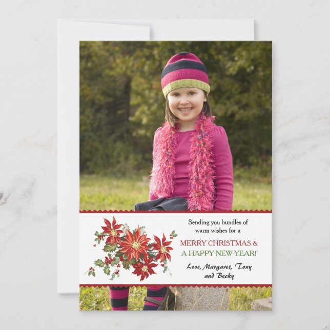 Carte de vacances photo Poinsettias vintage (Devant)