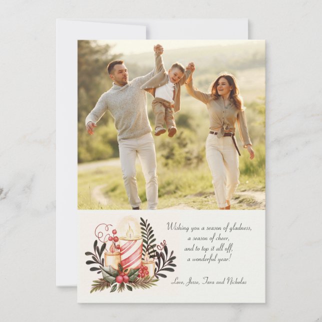 Carte de vacances photo pour les bougies de Noël (Devant)