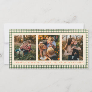 Carte de vacances photo reconnaissante Gingham Sag