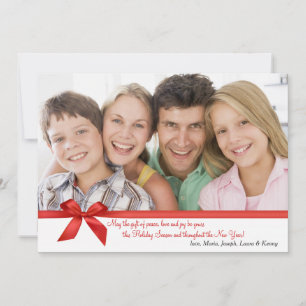 Carte de vacances photo rectangle avec ruban rouge
