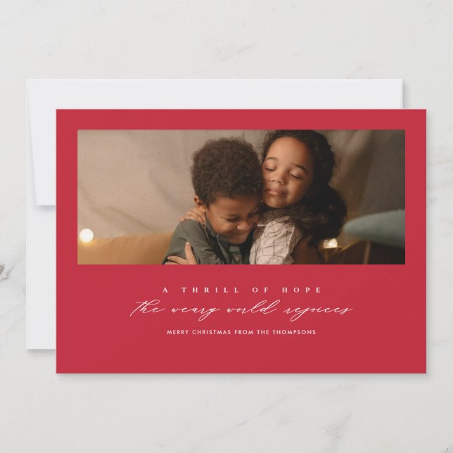 Carte de vacances photo rouge Frisson d'espoir (Devant)