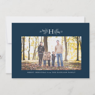 Carte de vacances photo rustique avec monogramme b