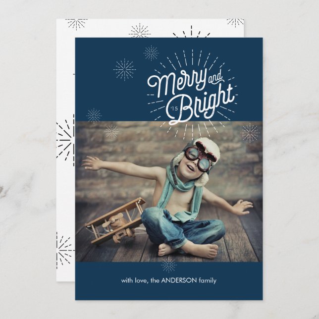 Carte de vacances photo Starburst 1 en Marine (Devant / Derrière)