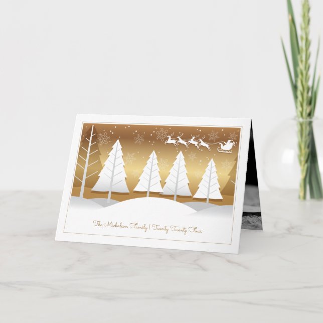 CARTE DE VACANCES PHOTO | Vol du Père Noël d'or (Devant)