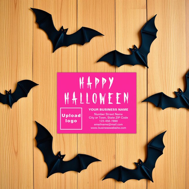 Carte de vacances Pink Pat Business Halloween (Pink Halloween business flat holiday card)