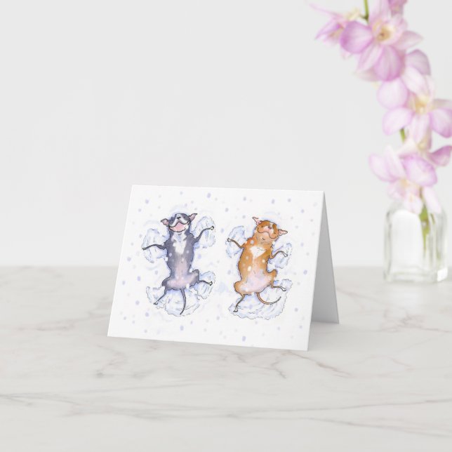 Carte de vacances pitbull Snow Angels (Orchidée)