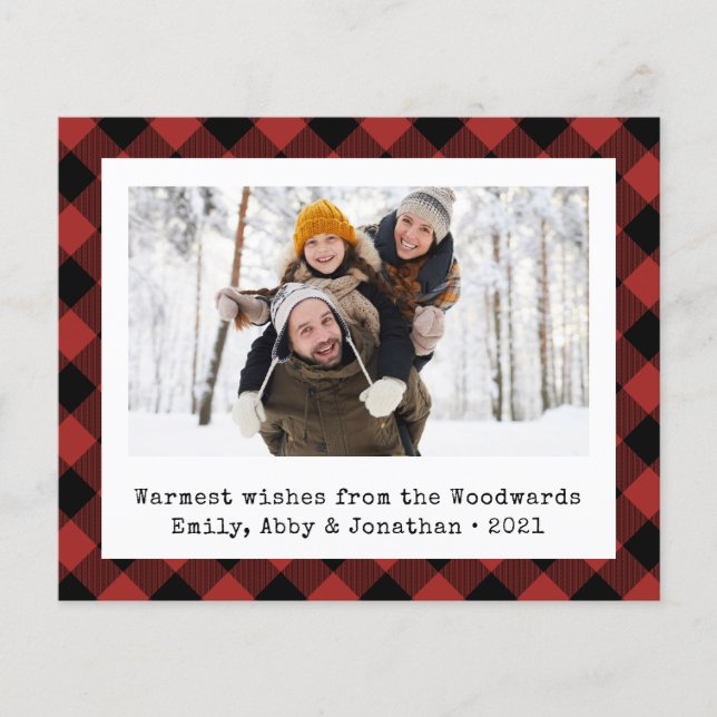 Carte de vacances plaid bison rouge noir Budget av (Devant)