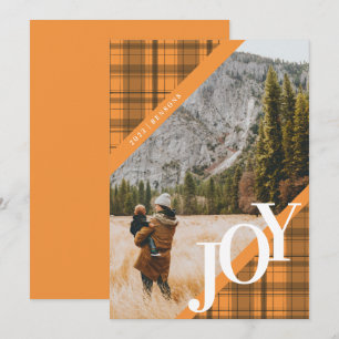 Carte de vacances Plaid JOY Diagonal Orange