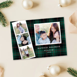 Carte de vacances Plaid Tartan Noir Multi Photo