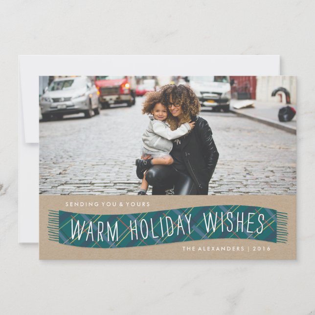 Carte de vacances Plaid Winter Scarf - Turquoise (Devant)