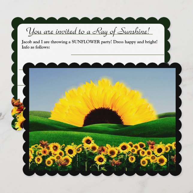 Carte de vacances plat SUNFLOWER (Devant / Derrière)