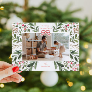 Carte de vacances plate à cadre botanique aquarell