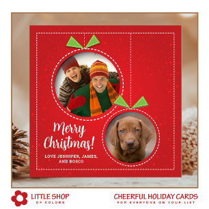 Carte de vacances plate avec deux photos d'ornemen