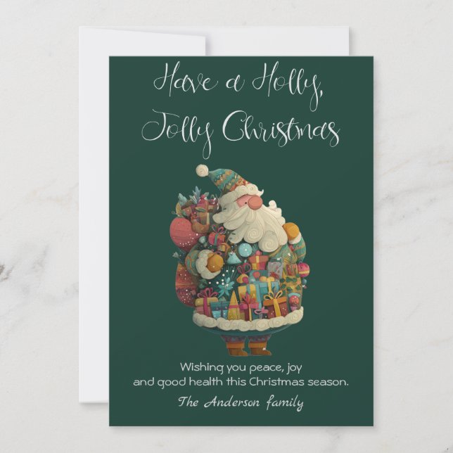 Carte de vacances plate avec le Père Noël (Devant)