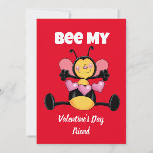 Carte de vacances plate Bee My Valentine's Day Fri