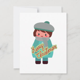 Carte de vacances plate de garçon chibi mignon