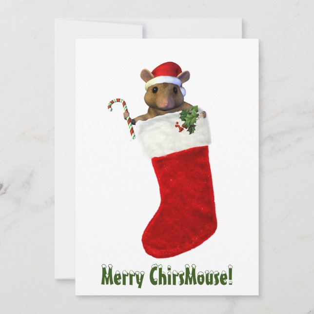 Carte de vacances plate de Joyeux Noël à la souris (Devant)