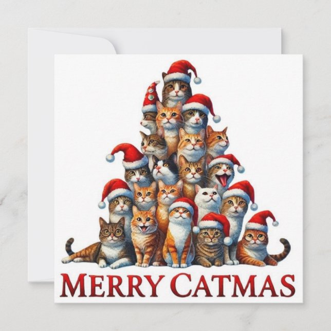 Carte de vacances plate de l'arbre de Catmas (Devant)