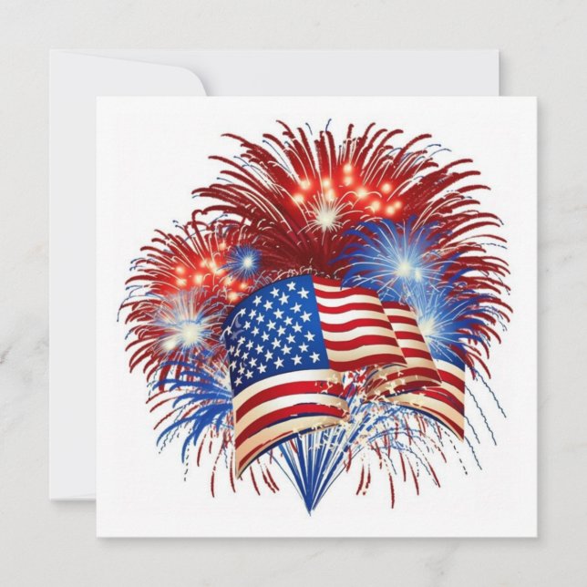 Carte de vacances plate du 14 juillet avec feux d' (Devant)