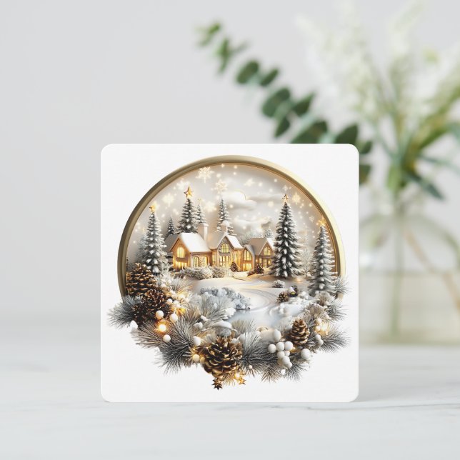 Carte de vacances plate, Paysage hivernal (Debout devant)