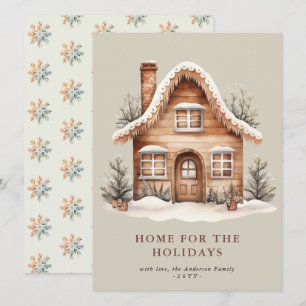 Carte de vacances plate pour maison rustique beige